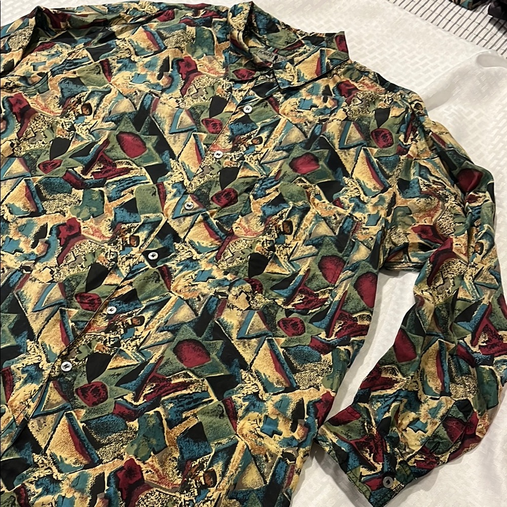 Vintage Robert Stock Button Down Silk Shirt
